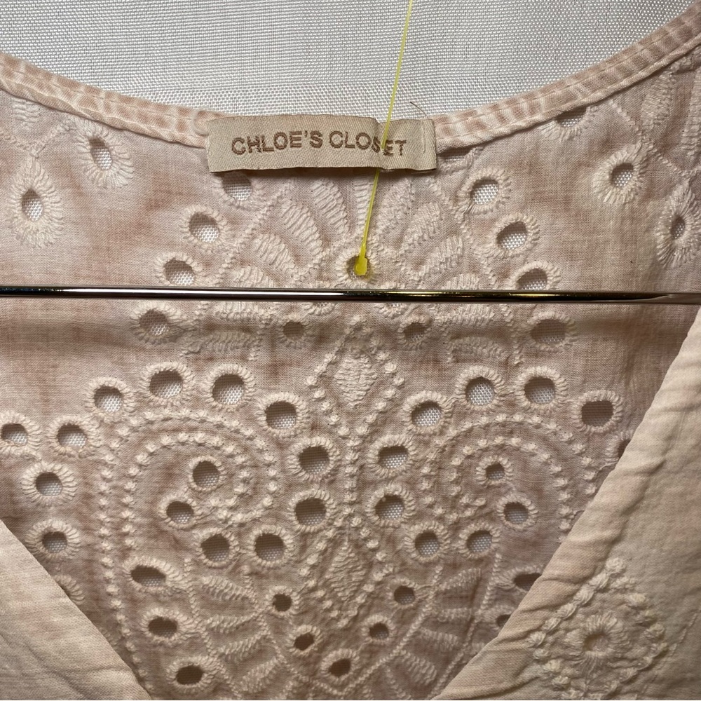 Chloe’s Closet blush pink eyelet Peplum Tank Top Sz 6 - Picture 6 of 9